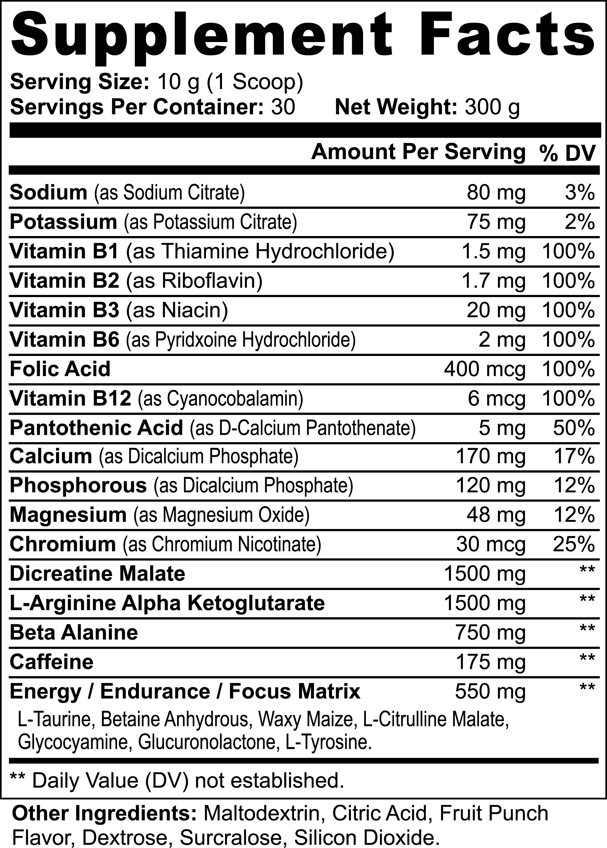 Kickstart - Nitric Shock Pre-Workout Powder (Fruit Punch)