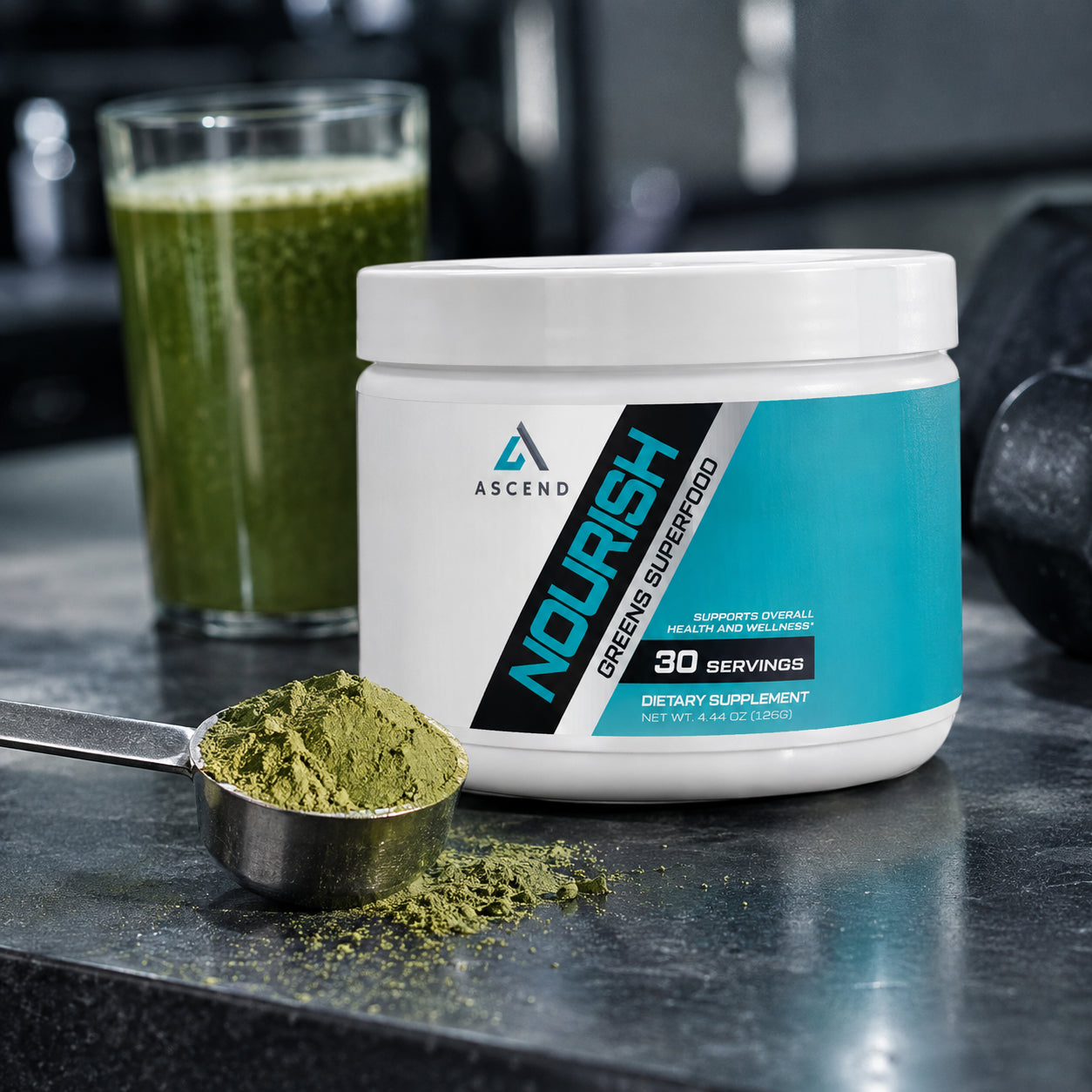 Nourish on a slate counter