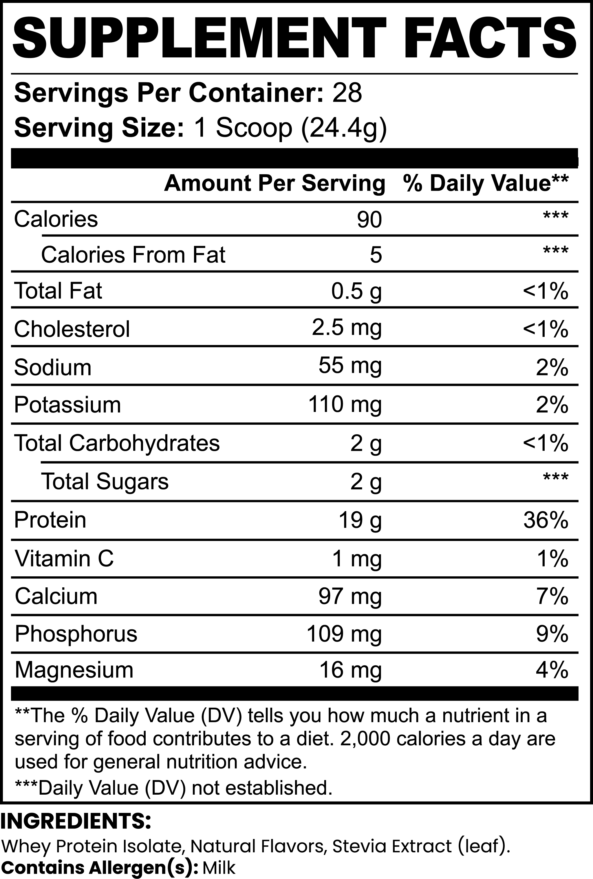 Vanilla Resilience Supplement Facts